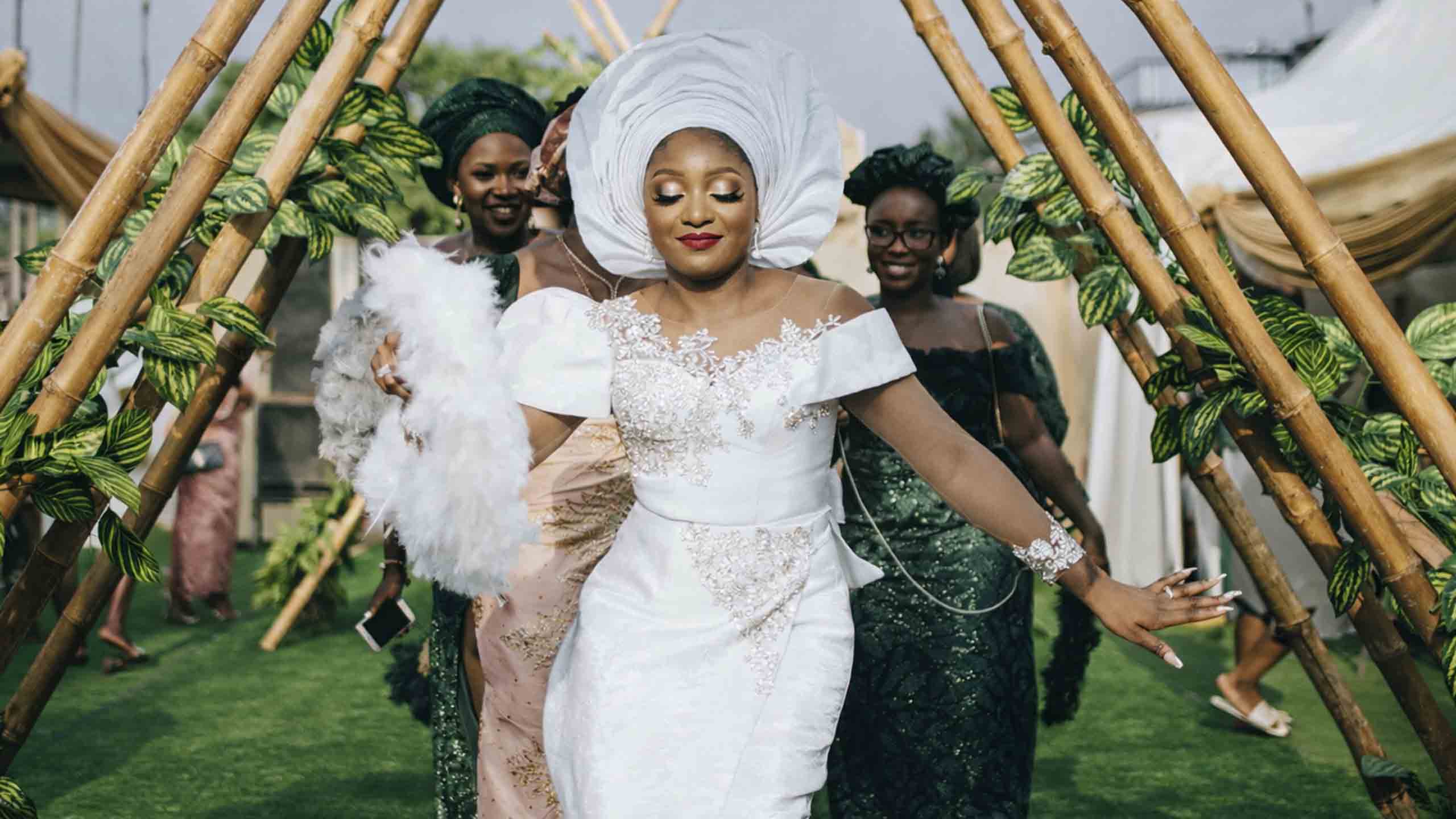 open lace back dress Igbankwu Custom Lace African Wedding Dress | Gele & Fan Optional | Obioma Fashion Xs / Female main image 0