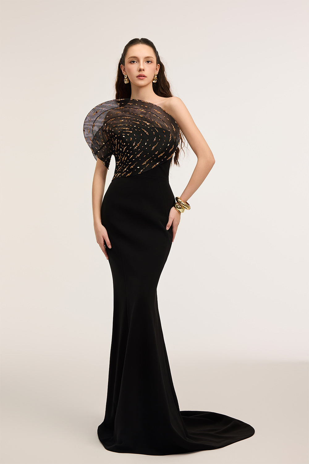 chic evening dresses Buy 21SV01197 | & Party shoulder and sleeveless design Size:152-158 silky satin dresses Blue Sequin Long Sleeve