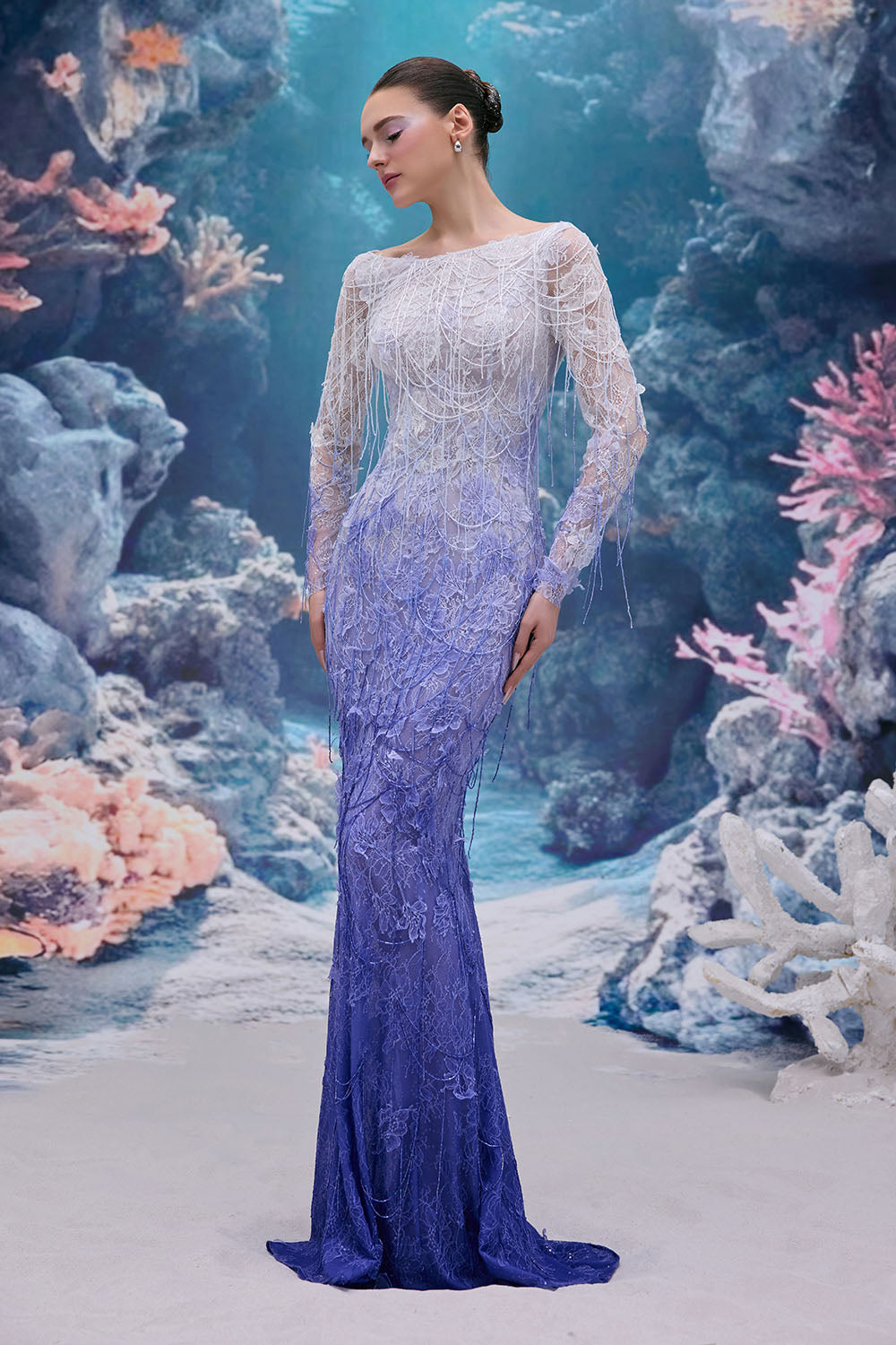 MermaidBluue 　豪華!!振袖6点セット　f-45 Beaded Strapless Mermaid Dress by Ladivine J888 – ABC Fashion