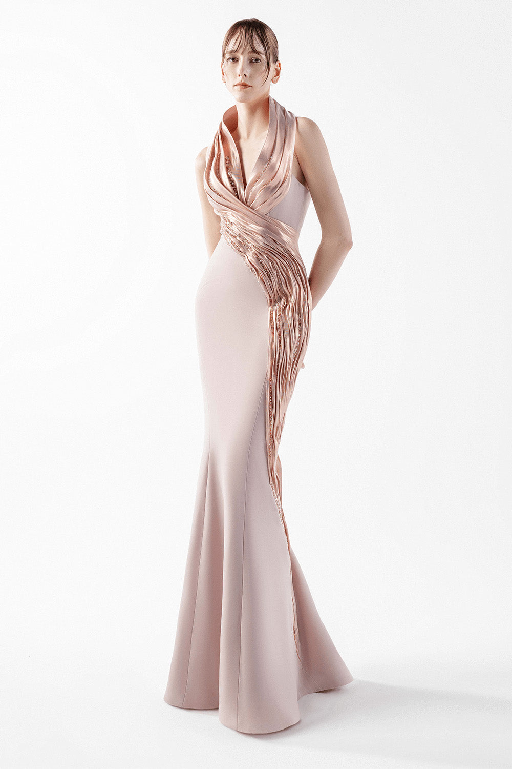 sachin and babi light blue dress Body-hugging off-the-shoulder evening dress