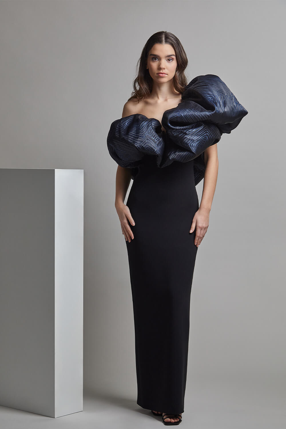 edgy formal dresses Long Strapless V-Neck Plunging Neckline Slit Train Sequin Gown 40029 by Ava Presley Black / 10 main image 1
