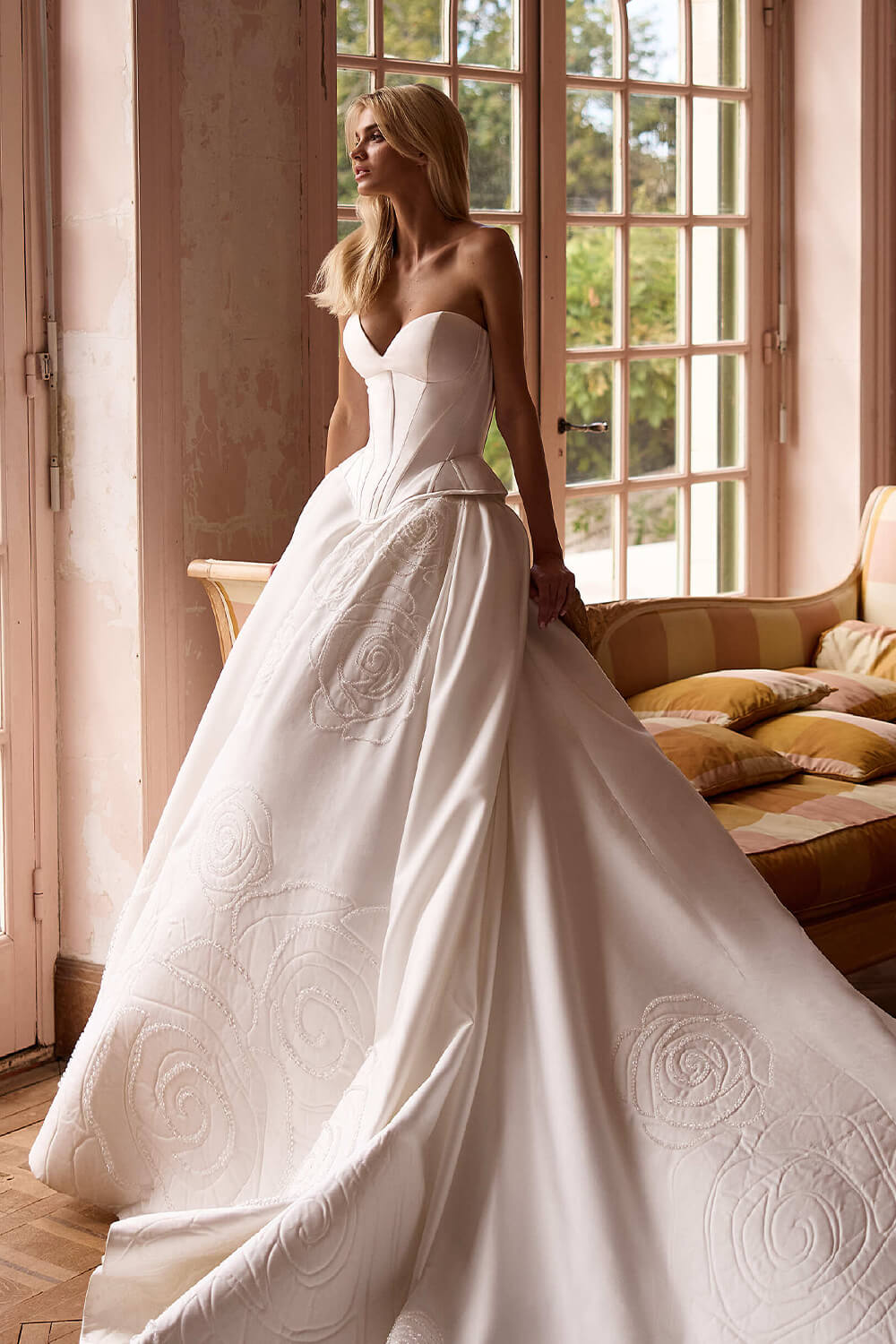 sculpted corset wedding dress Sculpted Corset Bodice Satin Wedding Dress