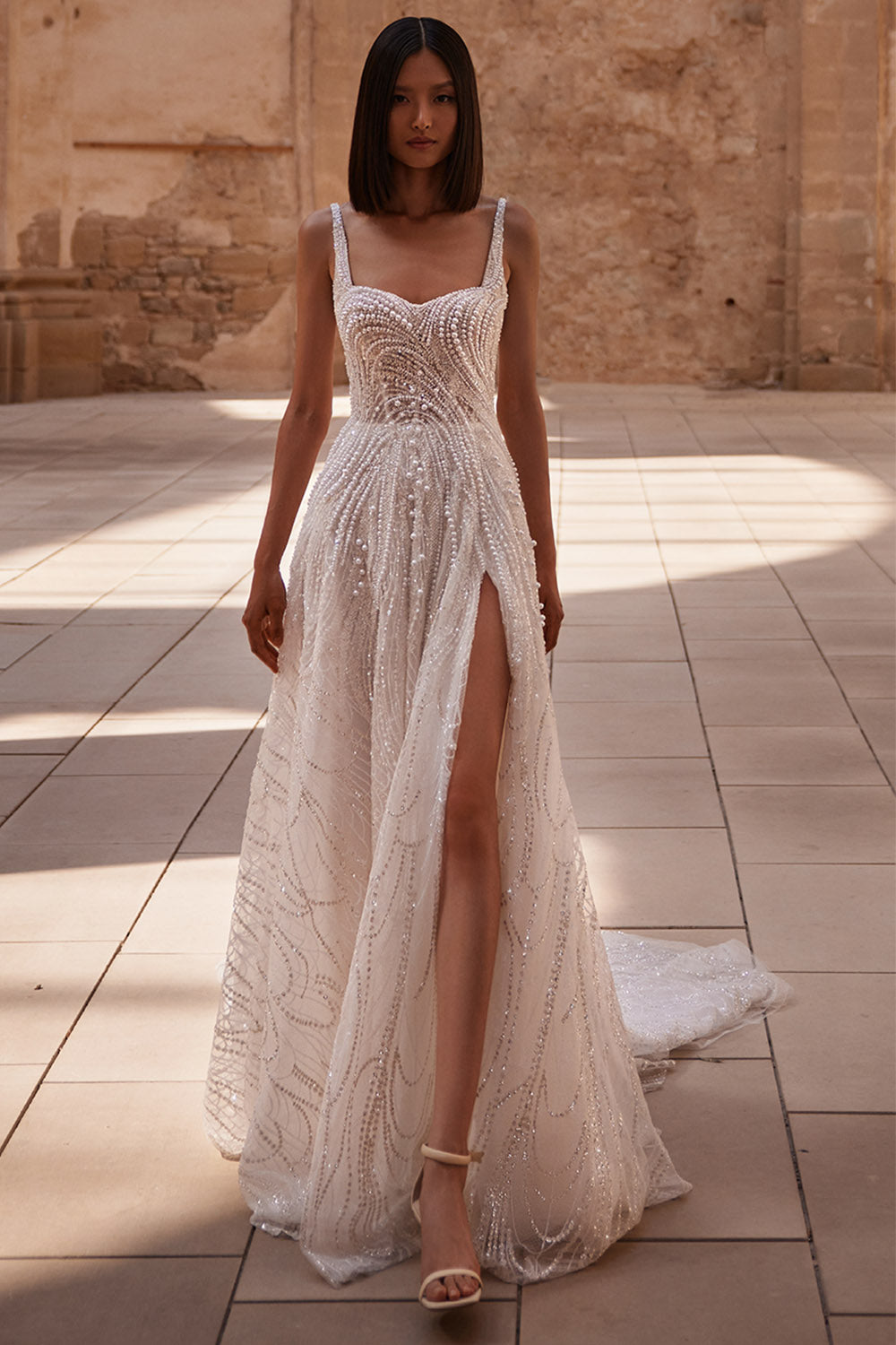 white christmas dresses ASHLEYlauren 11598 Off Shoulder Pearl Beaded Gown main image 0