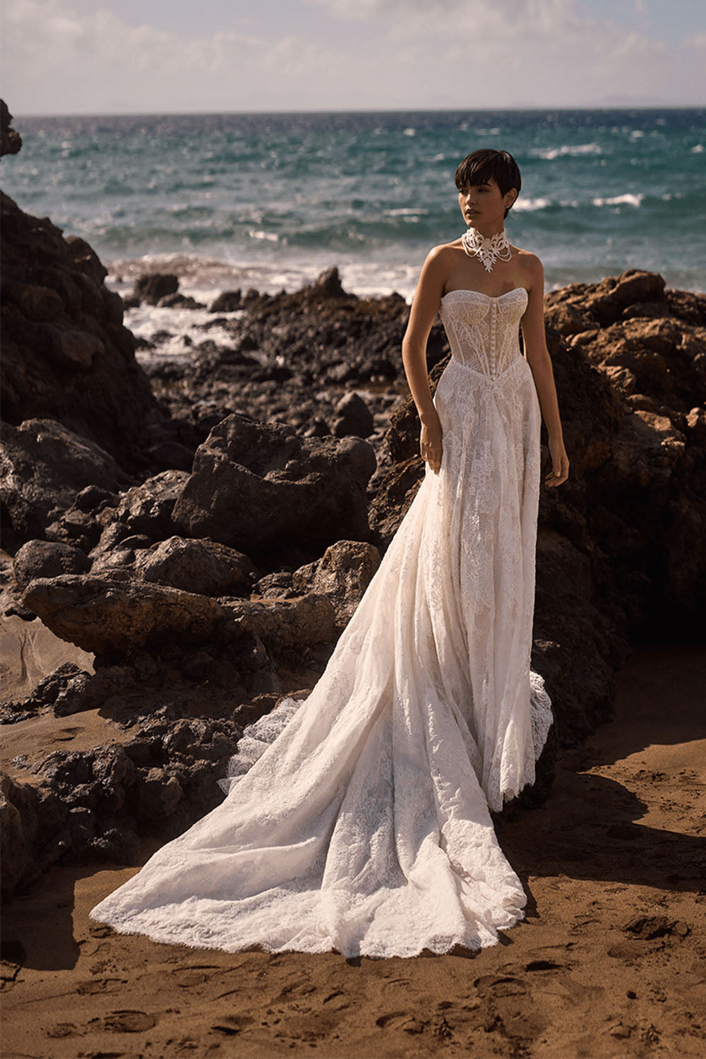 how to line a sheer dress Tulle A-line Sheer Straps V-neck Applique Floor-length Sleeveless Wedd –  Ballbella main image 1