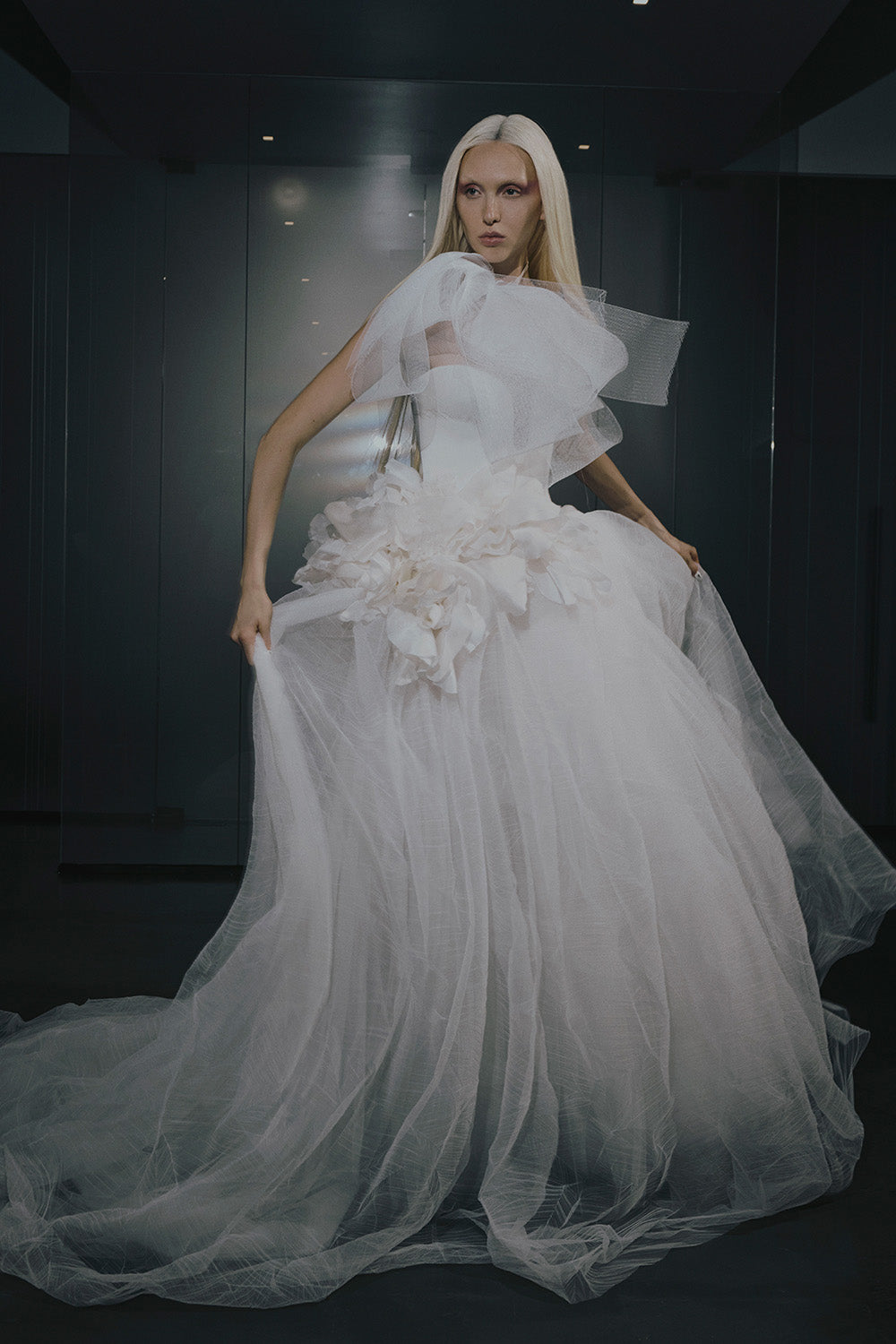 Vera Wang, Alexa Asymmetrical Ruffled Gown