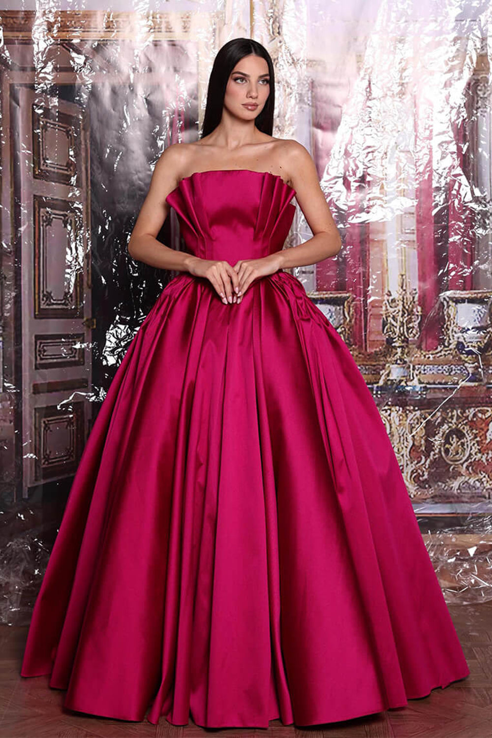 Tarek Ediz, Strapless Pleated Gown | Esposa