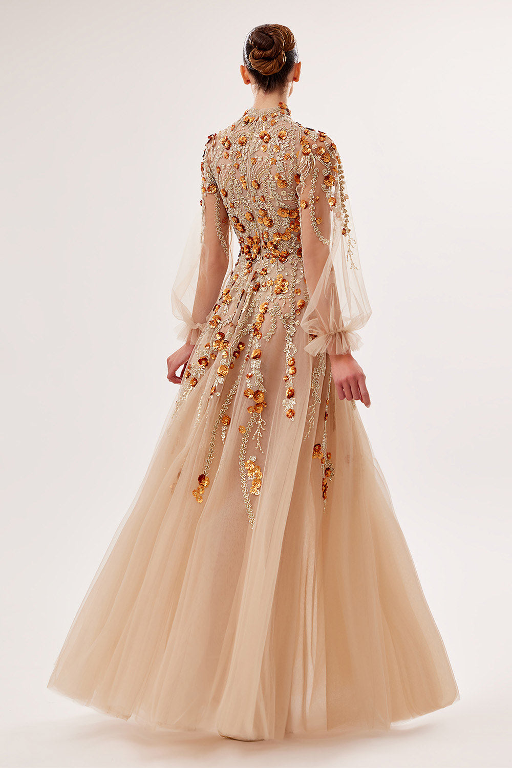 Bilal El Dana, 3D Floral Embroidered Tulle Gown | Esposa
