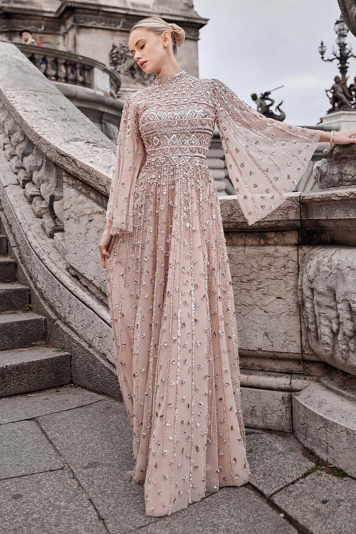 Bilal El Dana, Beaded Illusion A-Line Gown | Esposa