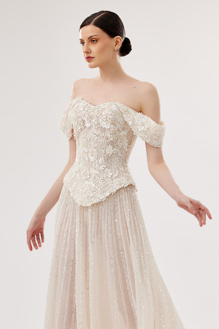 Bilal El Dana, Corseted Embroidered Gown | Esposa