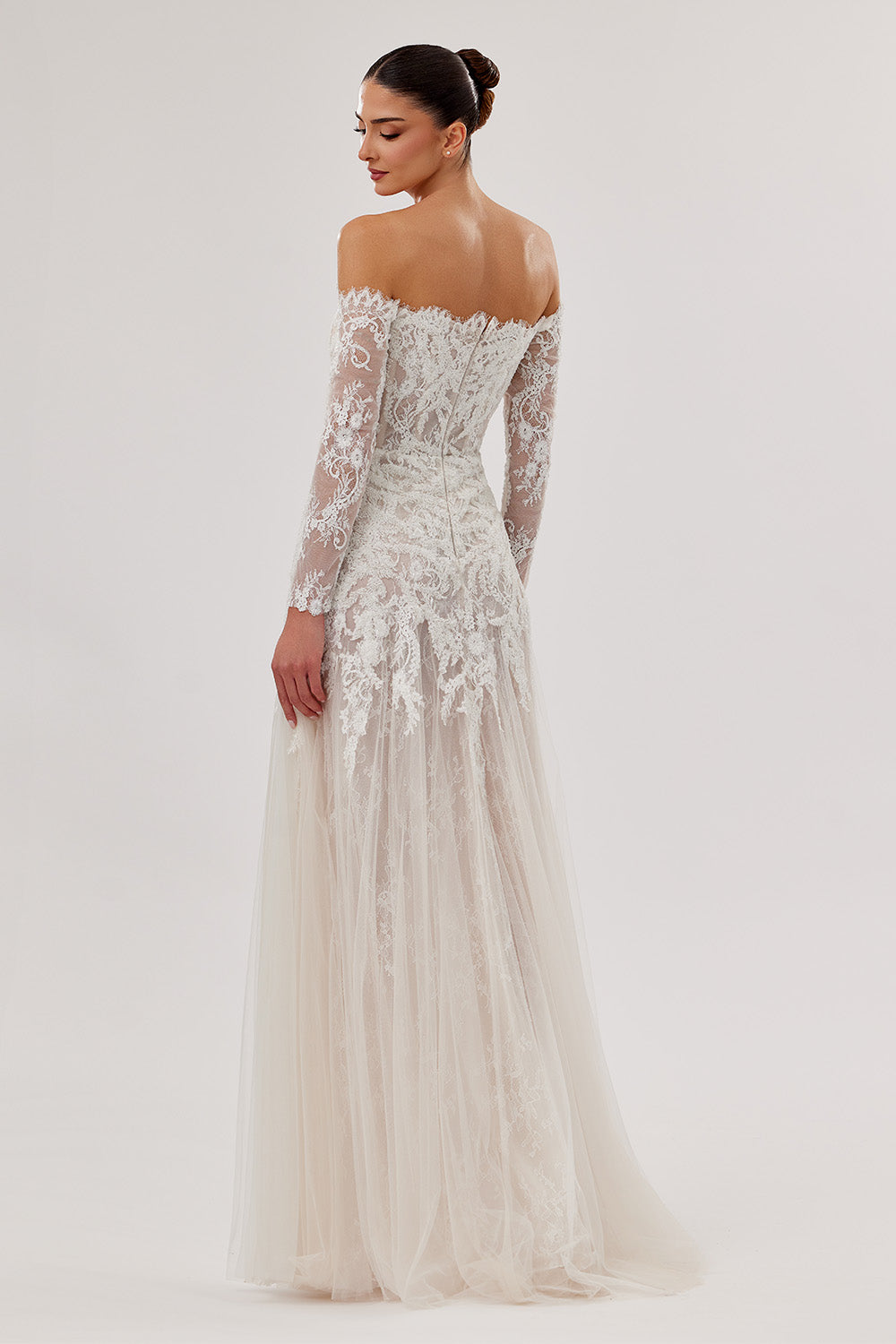 Bilal El Dana, Off-Shoulder Lace Evening Gown | Esposa