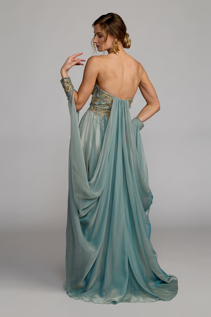 Mac Duggal, Floral Embroidered Chiffon Evening Gown | Esposa
