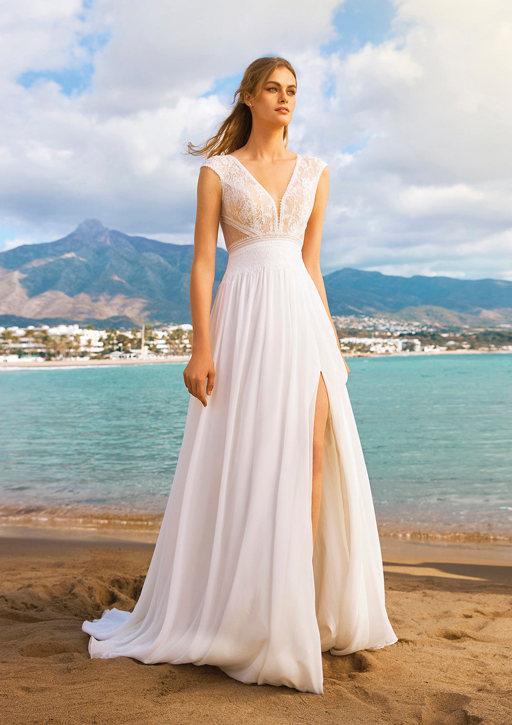 Pronovias, Flowing Chiffon Bridal Gown | Esposa