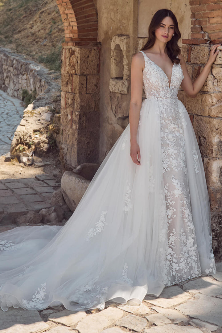 Blush, V Neckline Lace Dress | Esposa