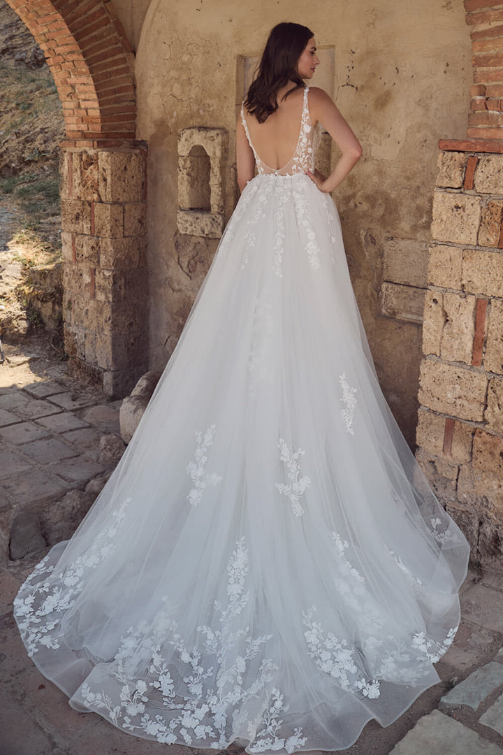 Blush, V Neckline Lace Dress | Esposa