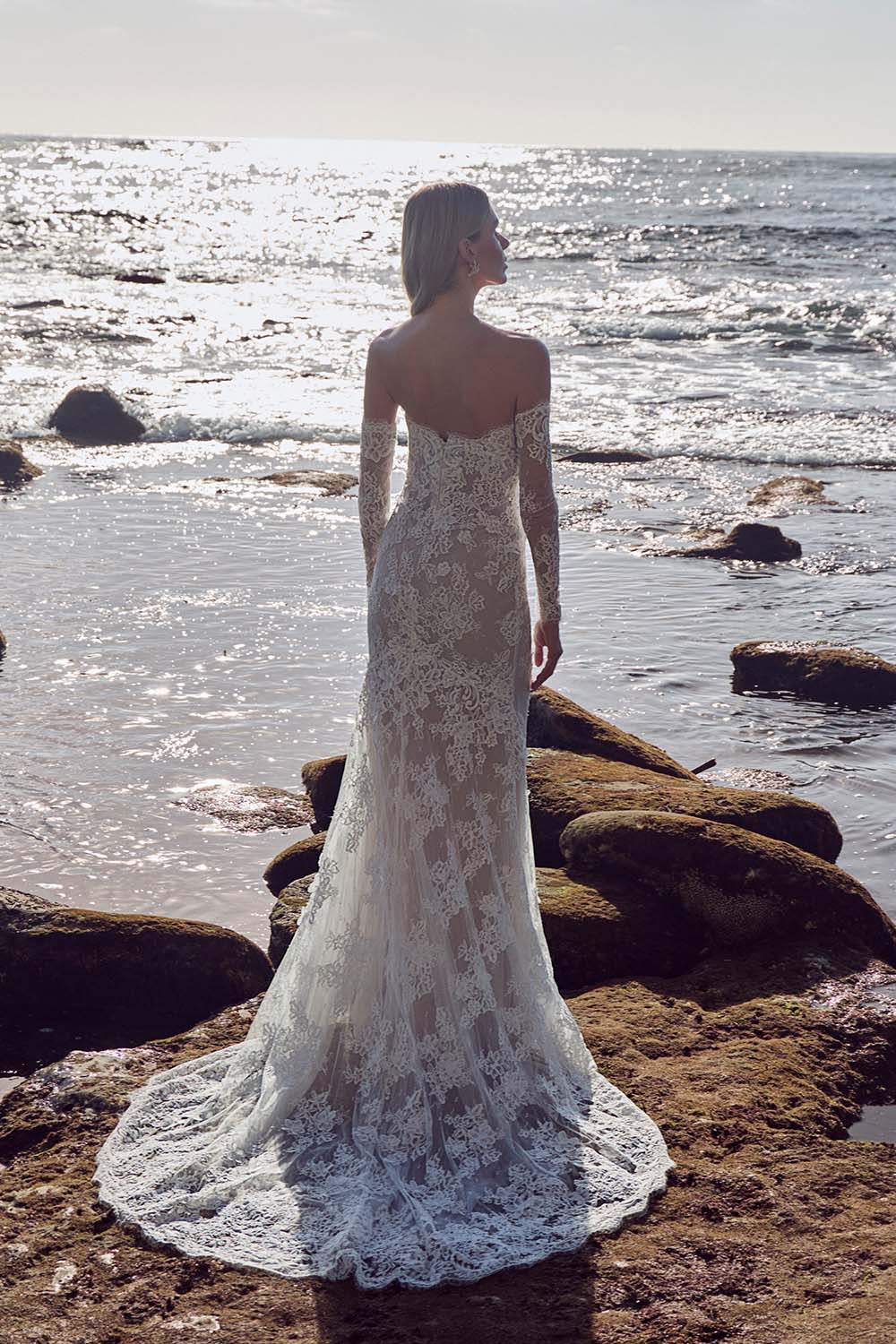 Calla Blanche, Elegant Off-the-Shoulder Lace Straight Dress | Esposa
