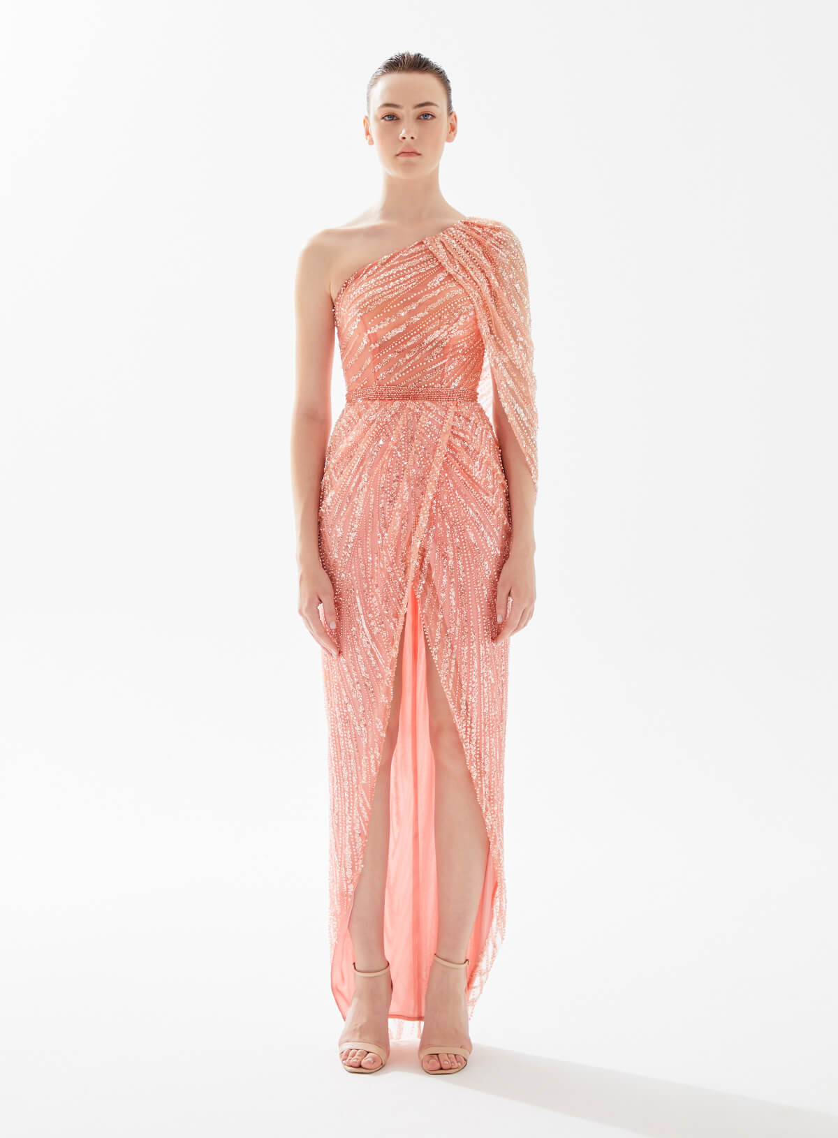 Tarek Ediz, Shimmer Draped Evening Gown