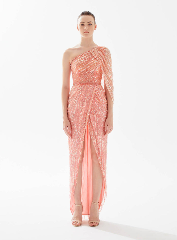Tarek Ediz, Shimmer Draped Evening Gown
