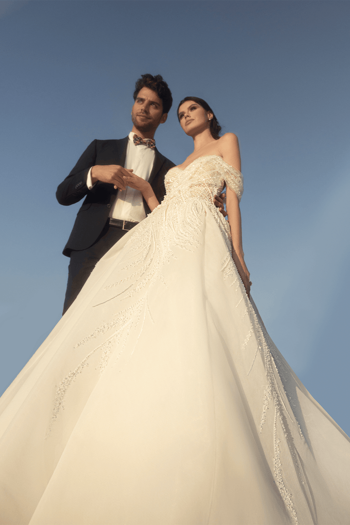 Plume by Kristie, Asymmetrical Wedding Gown | Esposa