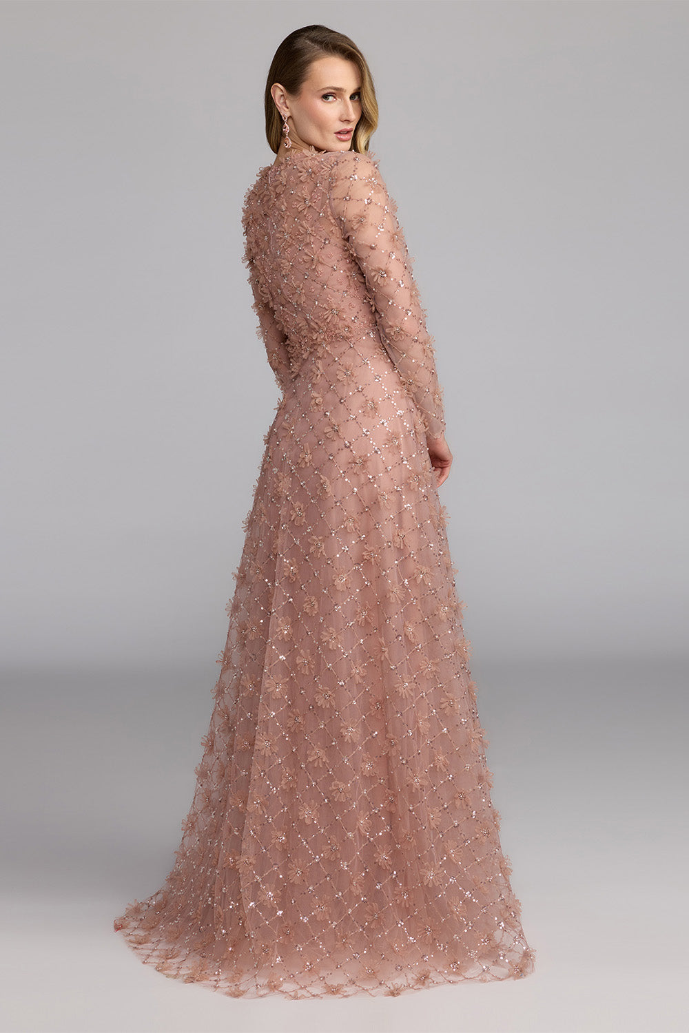 Mac Duggal, Beaded Floral Tulle Evening Gown | Esposa