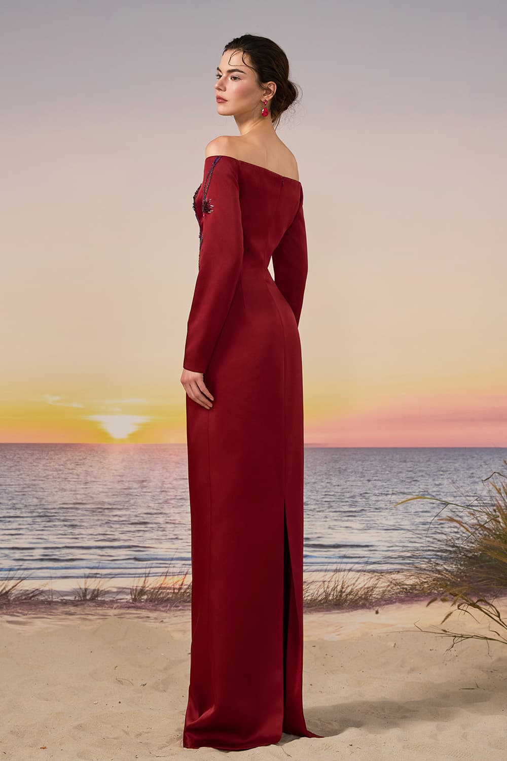 21 SIX, Off-Shoulder Embellished Satin Gown | Esposa