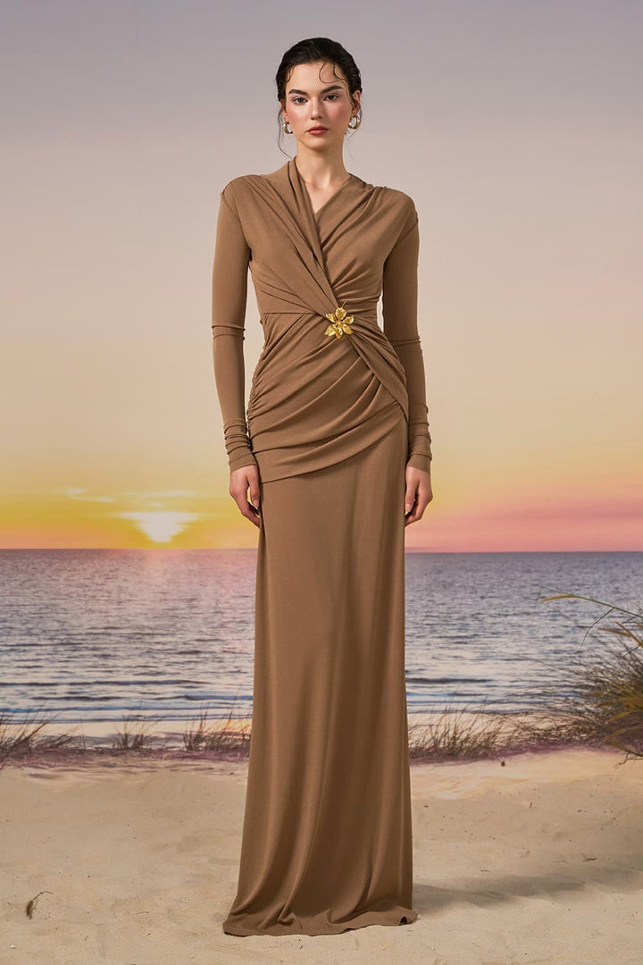 21 SIX, Draped Jersey Evening Gown | Esposa