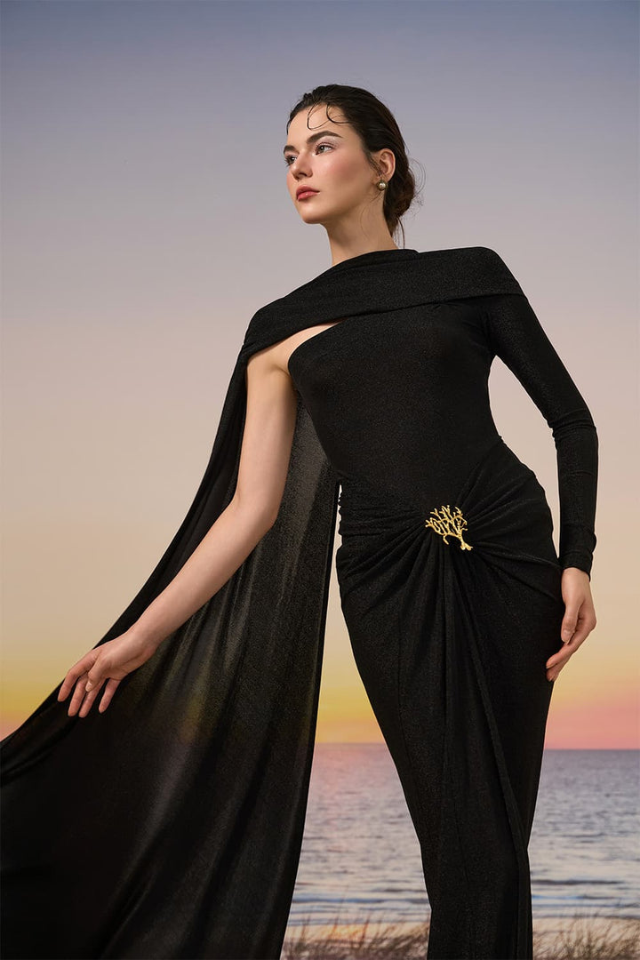 21 SIX, Asymmetrical Draped Jersey Gown | Esposa