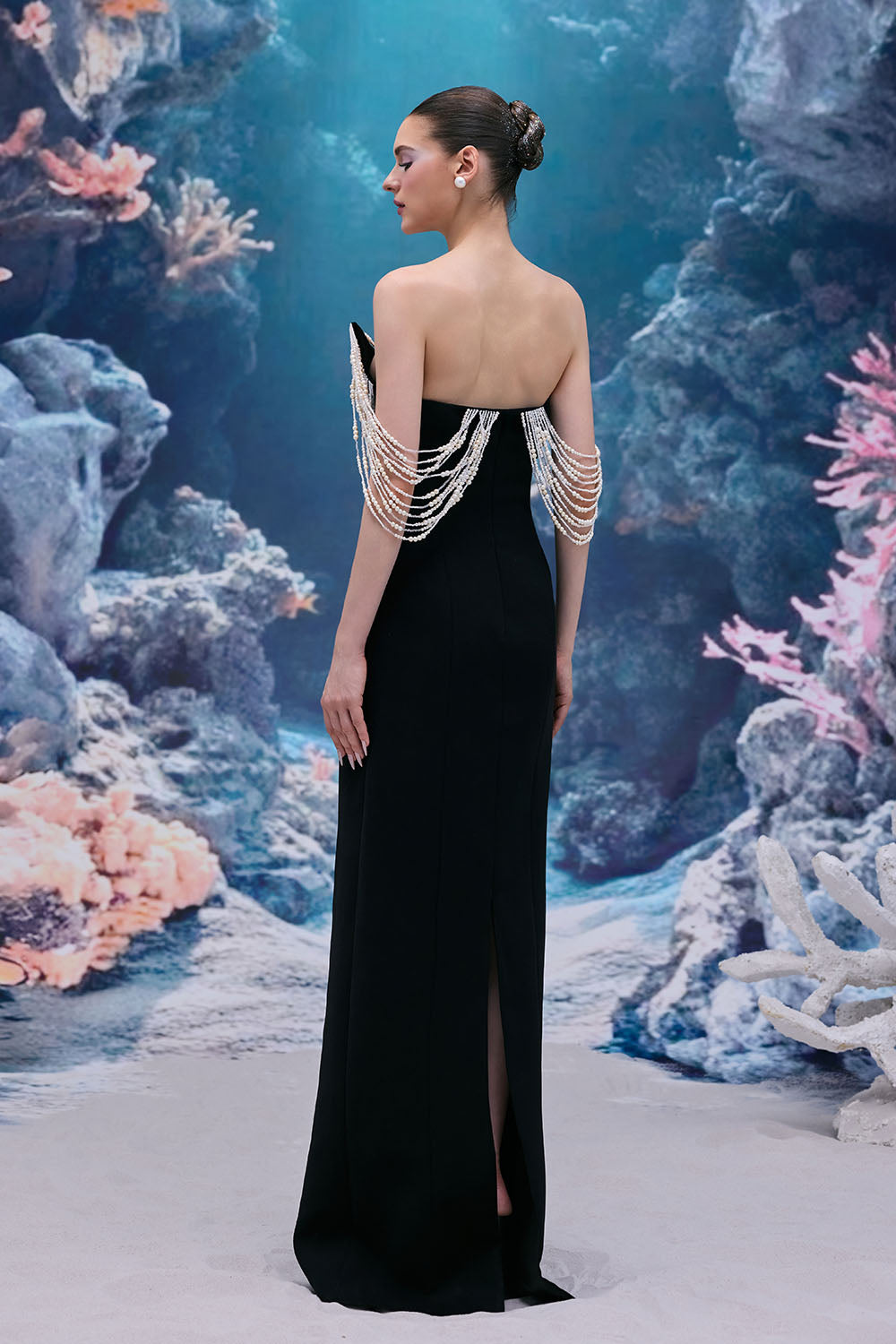 21 SIX, Pearl Draped Neckline Gown | Esposa