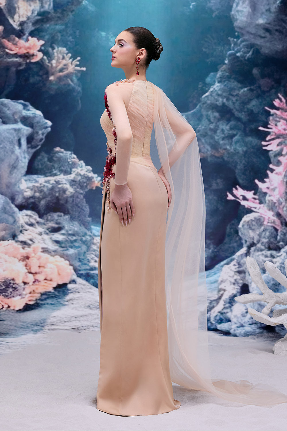 21 SIX, Draped Satin Cape Gown | Esposa