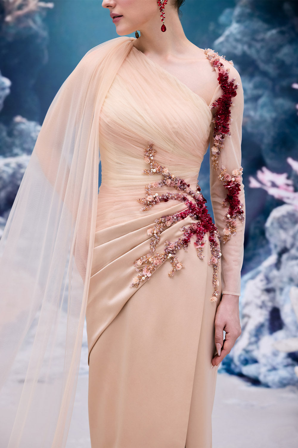 21 SIX, Draped Satin Cape Gown | Esposa