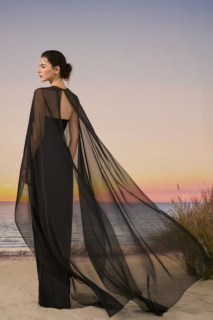 21 SIX, Sheer Chiffon Cape Gown | Esposa