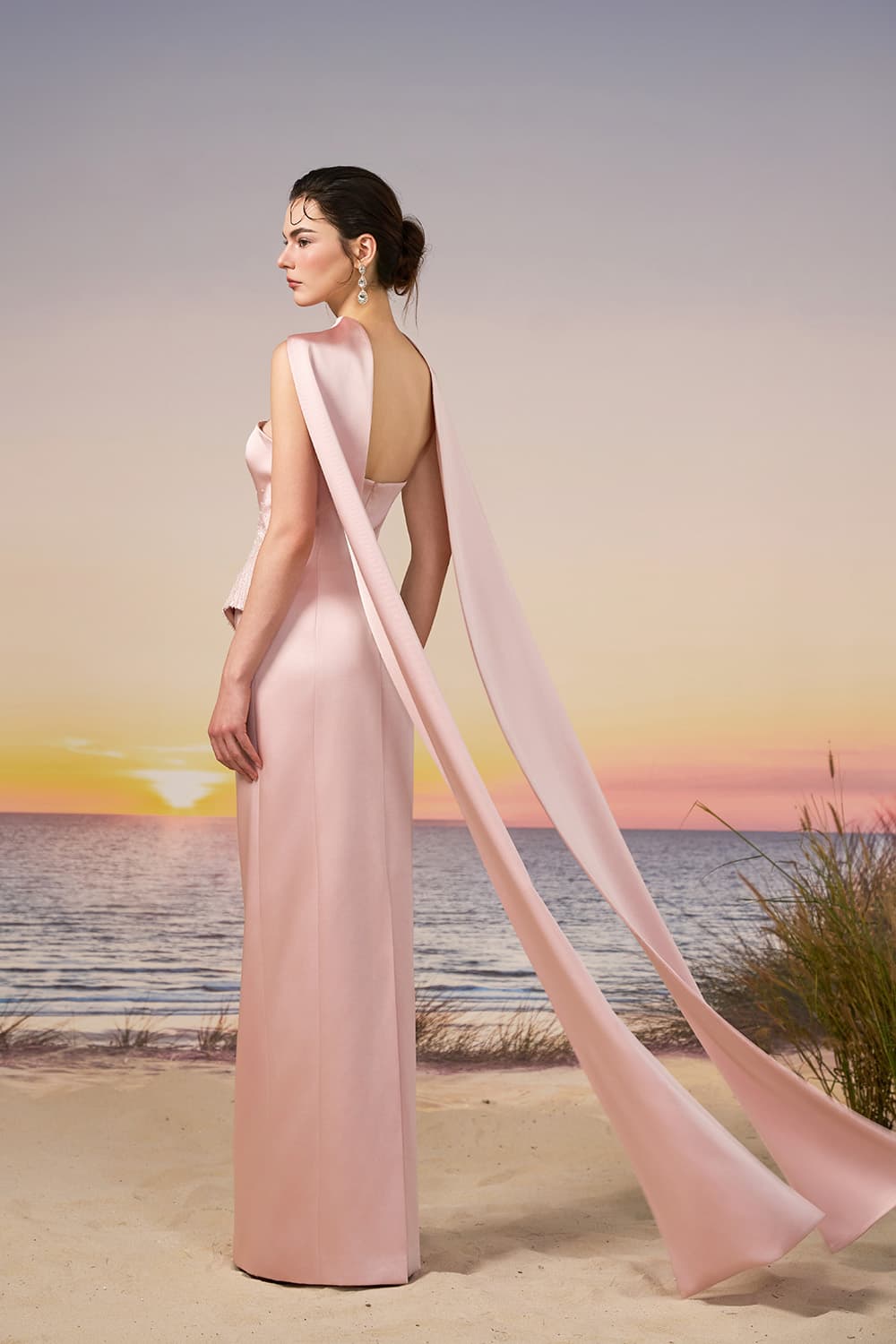 21 SIX, Strapless Satin Cape Gown | Esposa