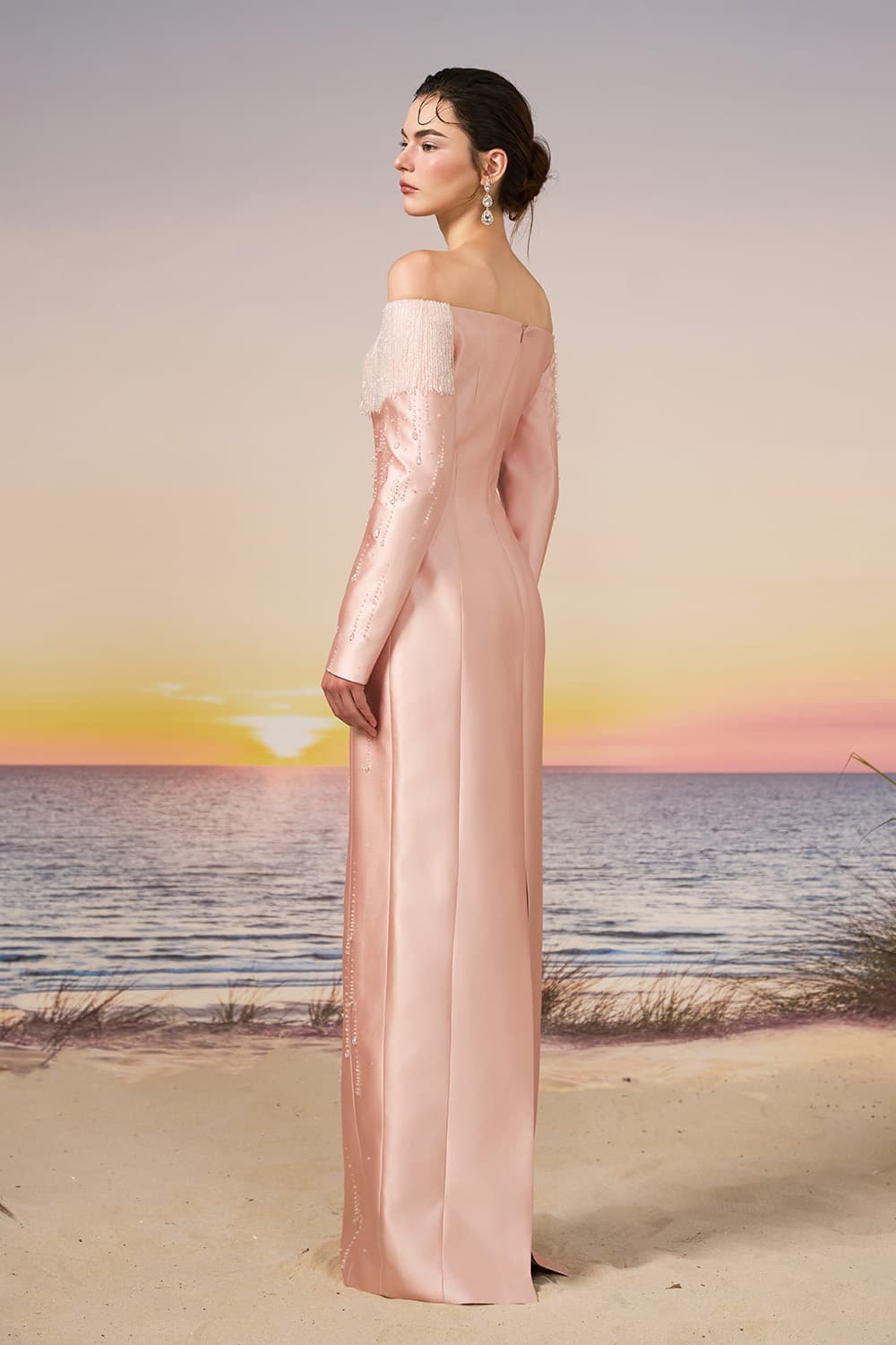 21 SIX, Off-Shoulder Beaded Satin Gown | Esposa 