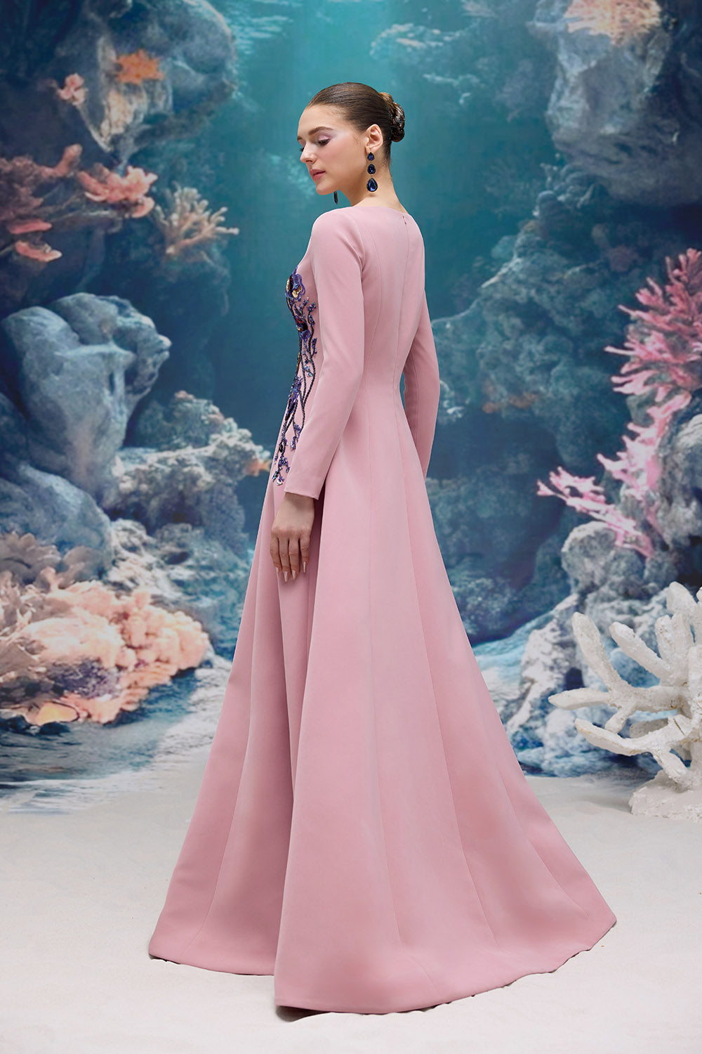 21 SIX, Floral-Embellished V-Neck A-Line Gown | Esposa