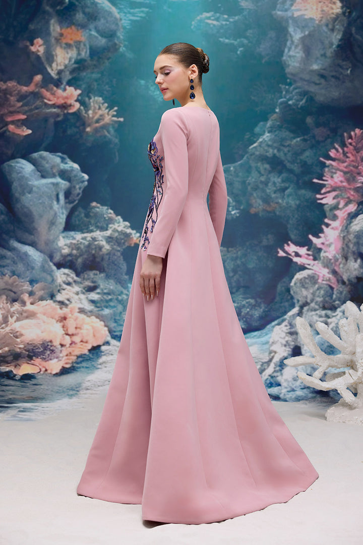 21 SIX, Floral-Embellished V-Neck A-Line Gown | Esposa