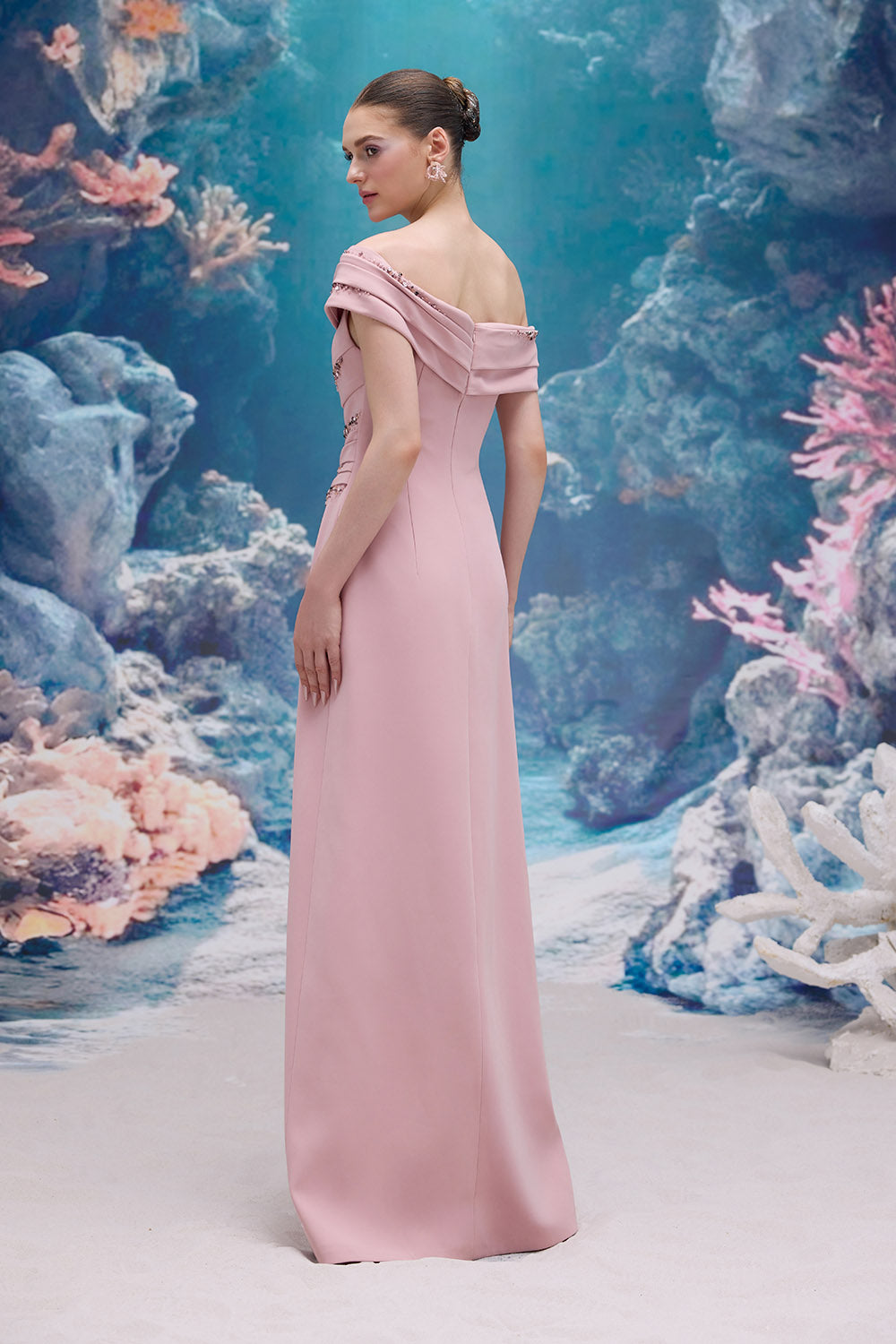 21 SIX, Draped Off-Shoulder Evening Gown