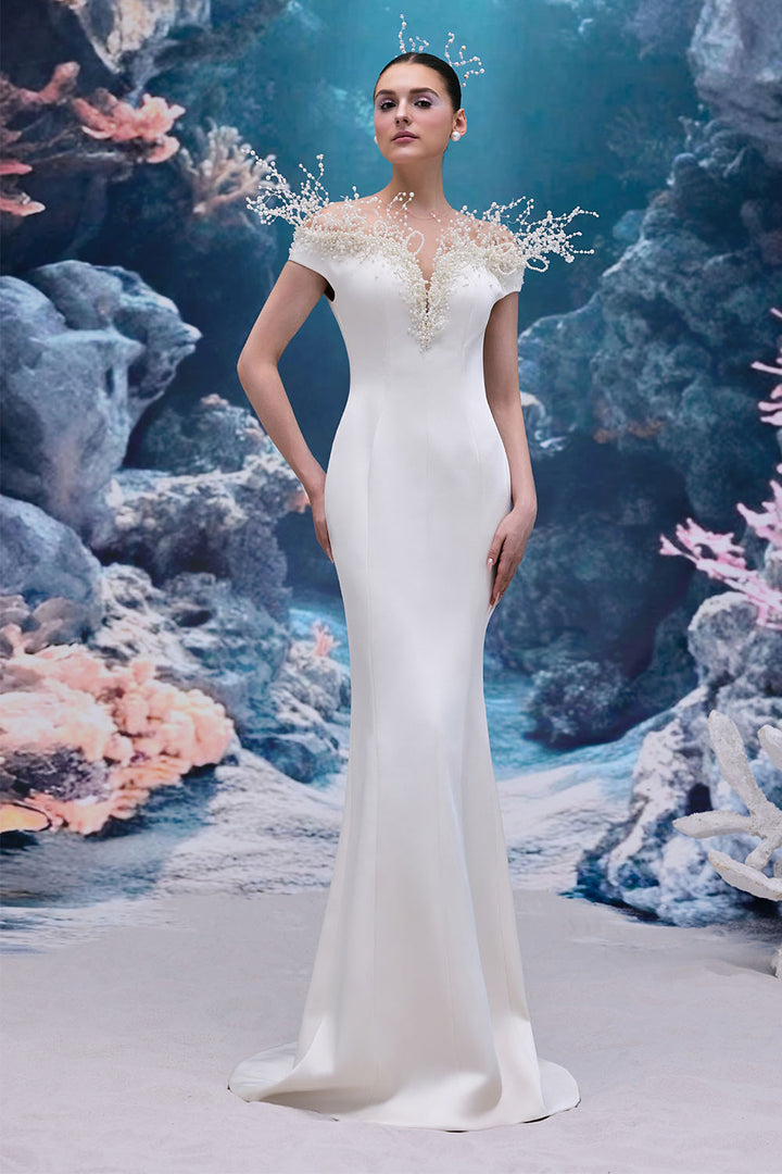 21 SIX, Pearl Embellished Neckline Gown | Esposa