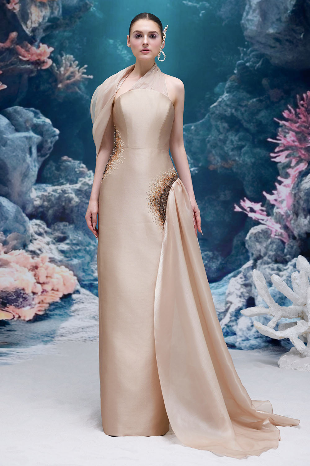 21 SIX, Satin Halter Cape Gown | Esposa