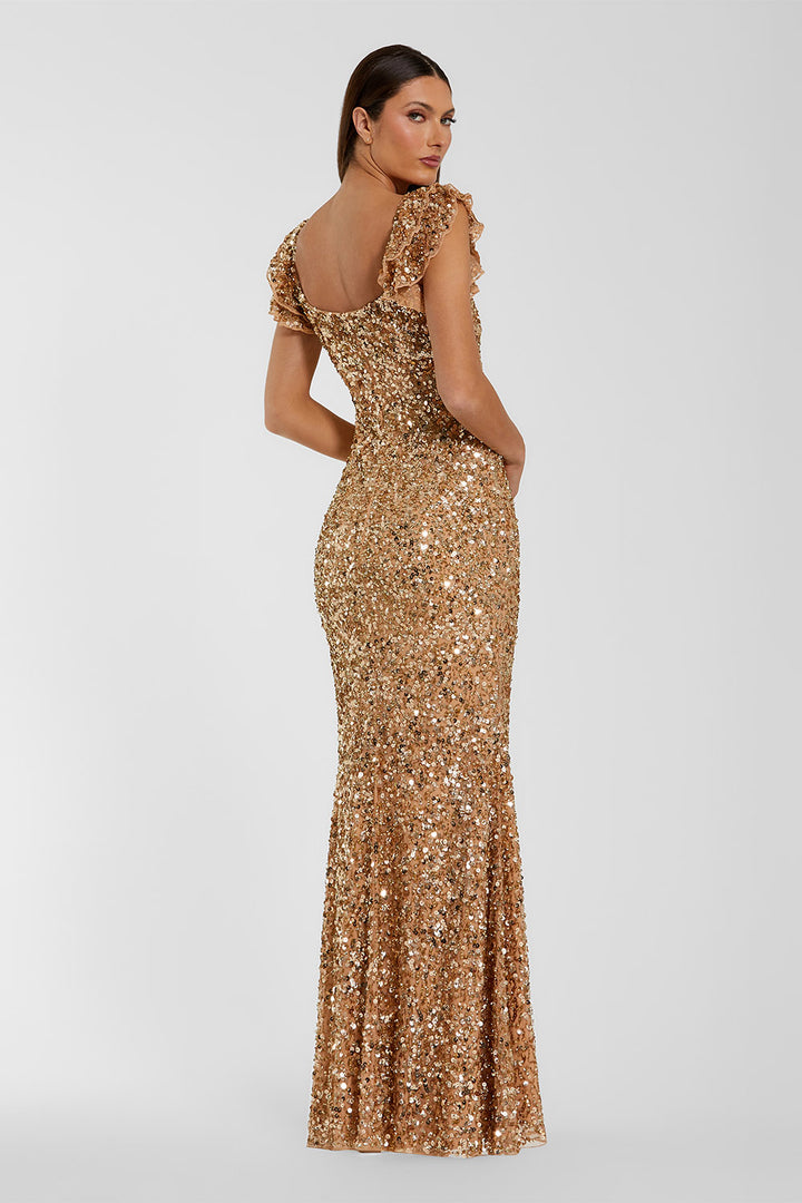 Mac Duggal, Sequin Flutter Sleeve Evening Gown | Esposa