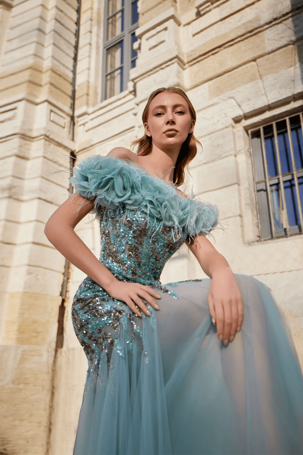 Bilal El Dana, Off-Shoulder Shimmering Gown | Esposa