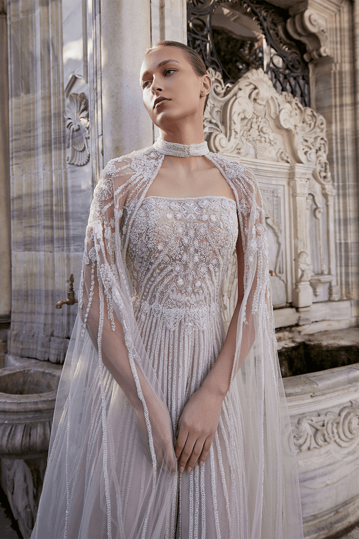 Bilal El Dana, Elegant Gown With Cape | Esposa