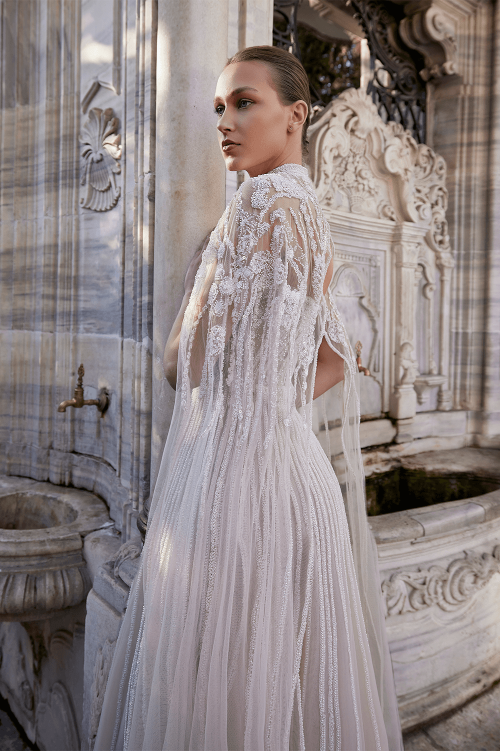 Bilal El Dana, Elegant Gown With Cape | Esposa