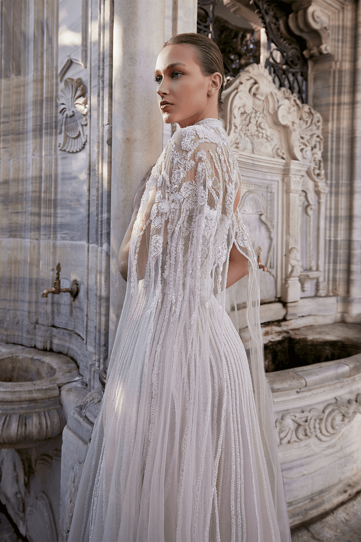 Bilal El Dana, Elegant Gown With Cape | Esposa
