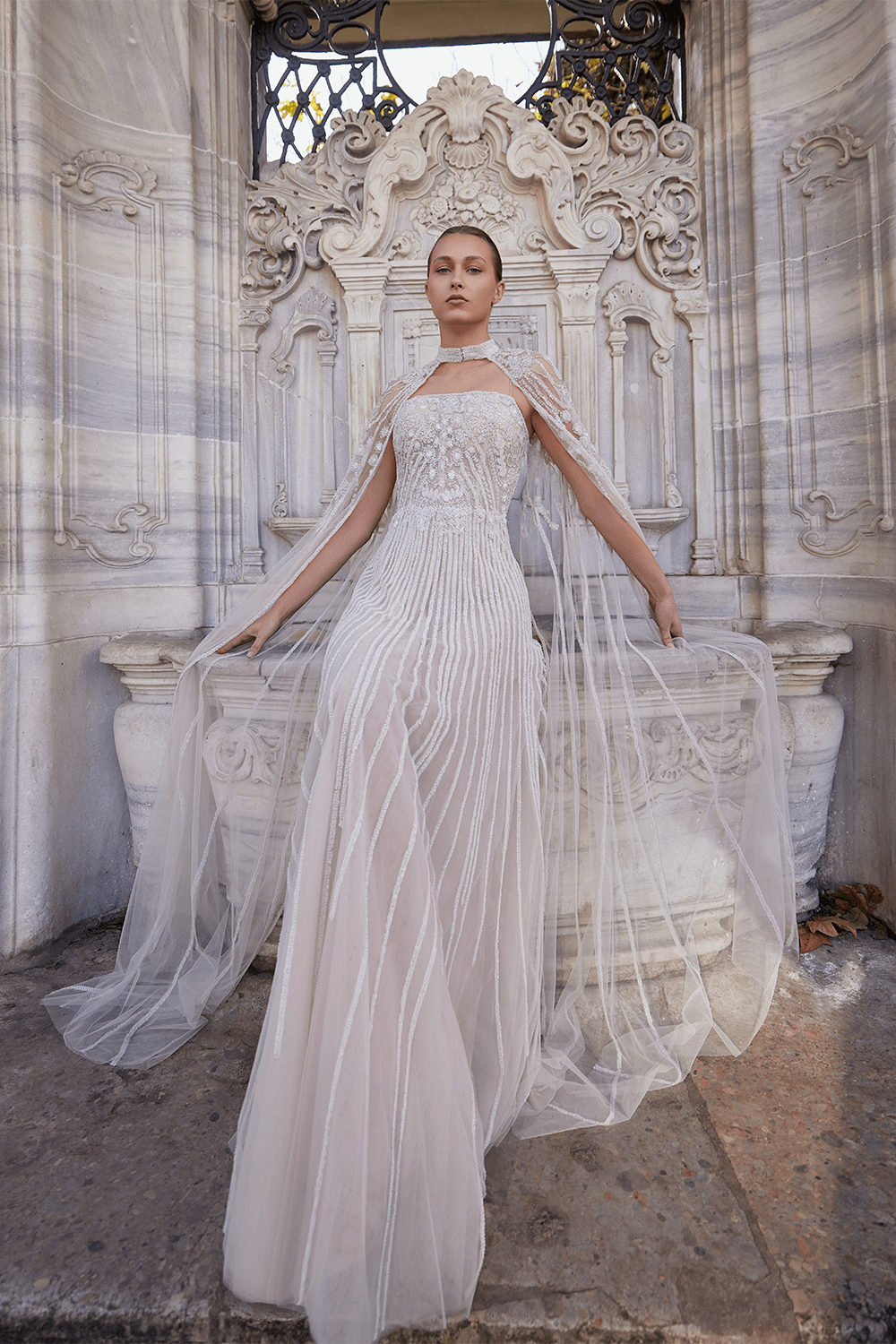 Bilal El Dana, Elegant Gown With Cape | Esposa