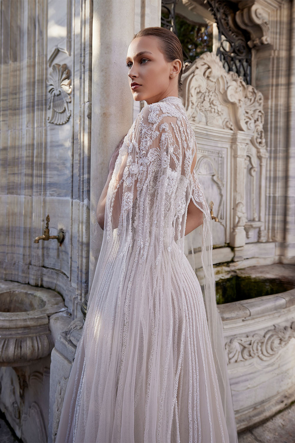 Bilal El Dana, Elegant Gown With Cape | Esposa
