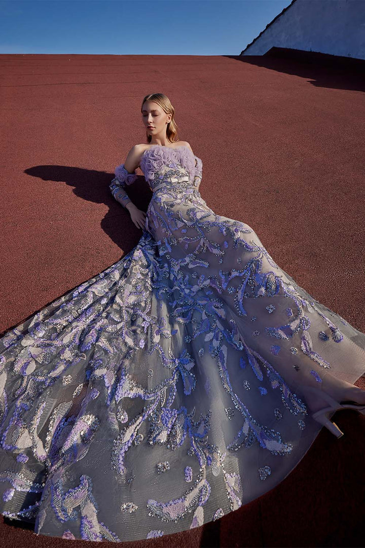 Bilal El Dana, 3D Floral Long Gown | Esposa