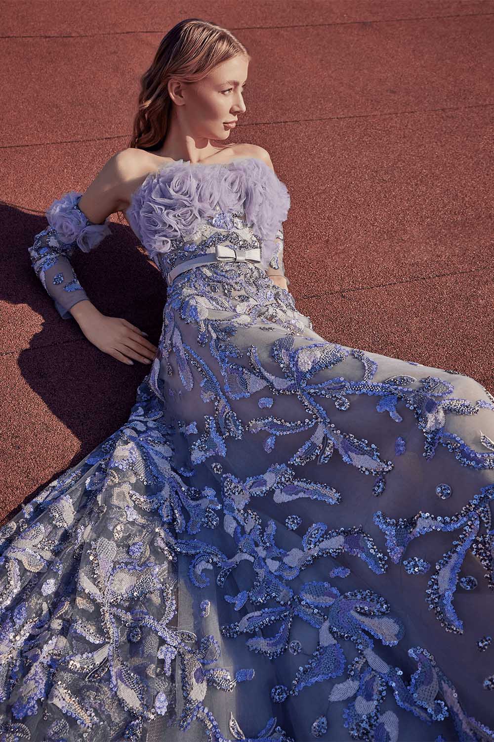 Bilal El Dana, 3D Floral Long Gown | Esposa