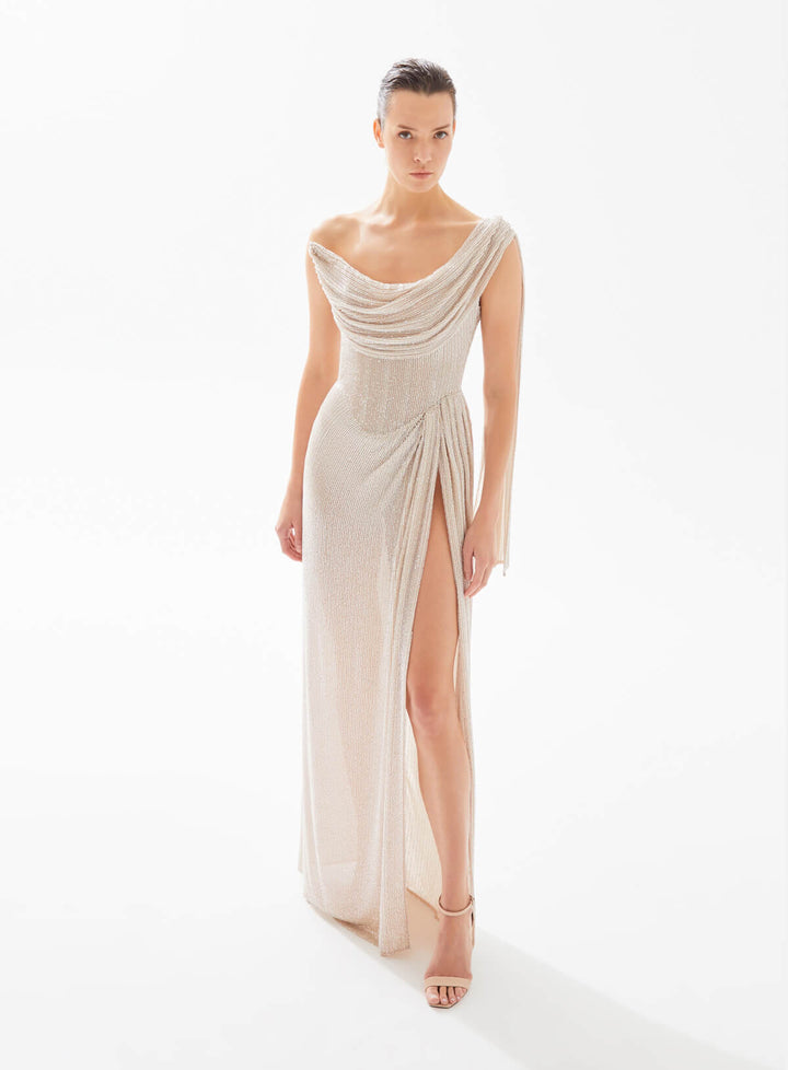 Tarek Ediz, Radiant Draped Slit Gown | Esposa