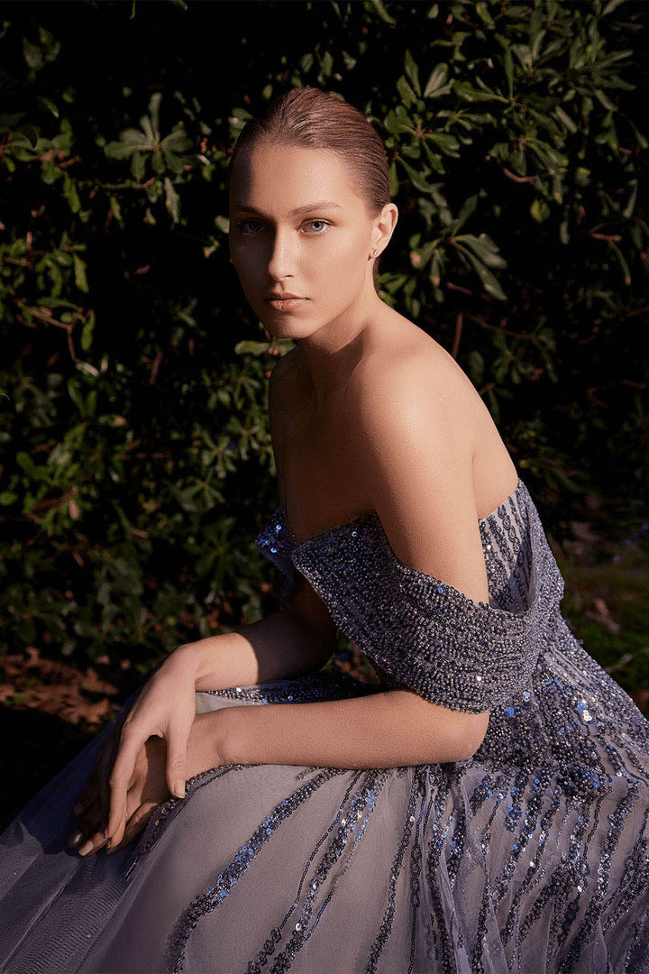 Bilal El Dana, Off Shoulder Sequins Gown | Esposa