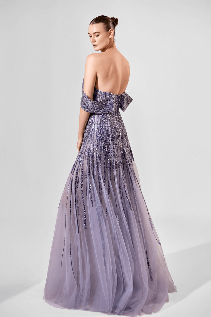 Bilal El Dana, Off Shoulder Sequins Gown | Esposa