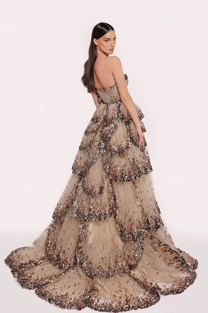Tarek Ediz, Beaded Gown With Ruffles | Esposa